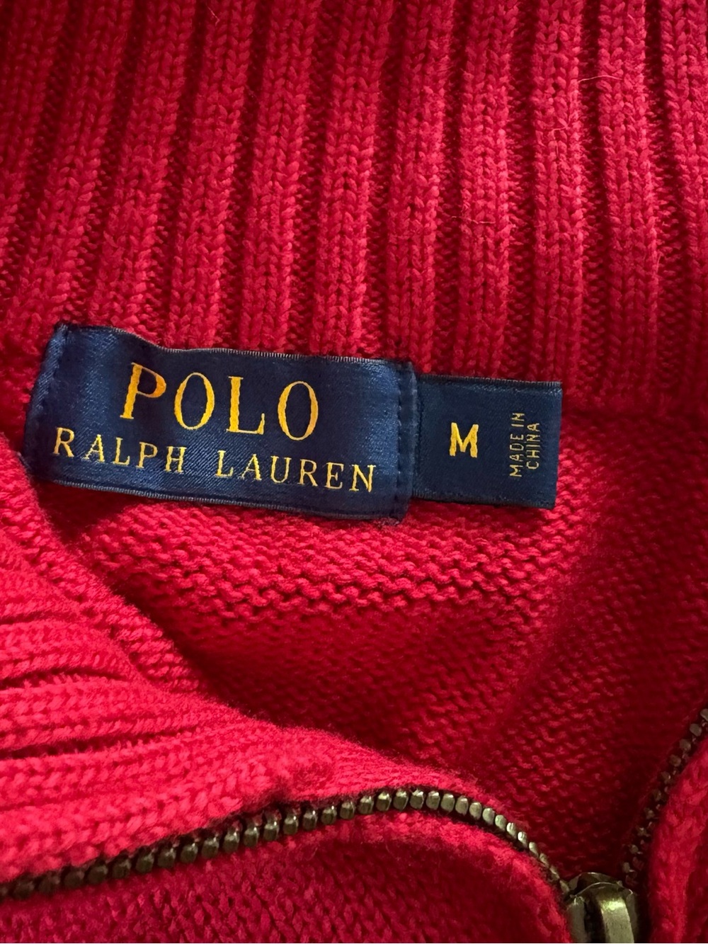 Mens Polo ralph Lauren 1/4 half zip M red sweater - Picture 4 of 6